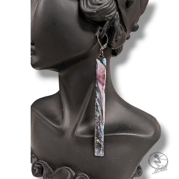 🆕MBM Abstract Hand Painted Drop Dangle Earrings - Picture 4 of 7